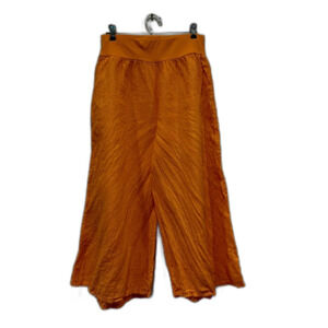 Puro Lino Pants Linen Wide Leg Crop High Rise Orange Lagenlook Womens sz Medium